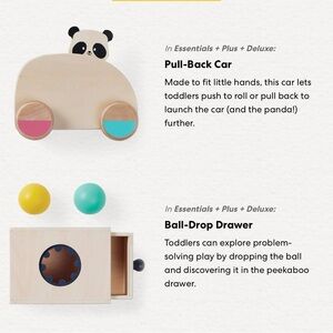 Kiwi Co Panda Crate Wooden Panda Pull Back Car & Ball Drop Drawer Toys NEW